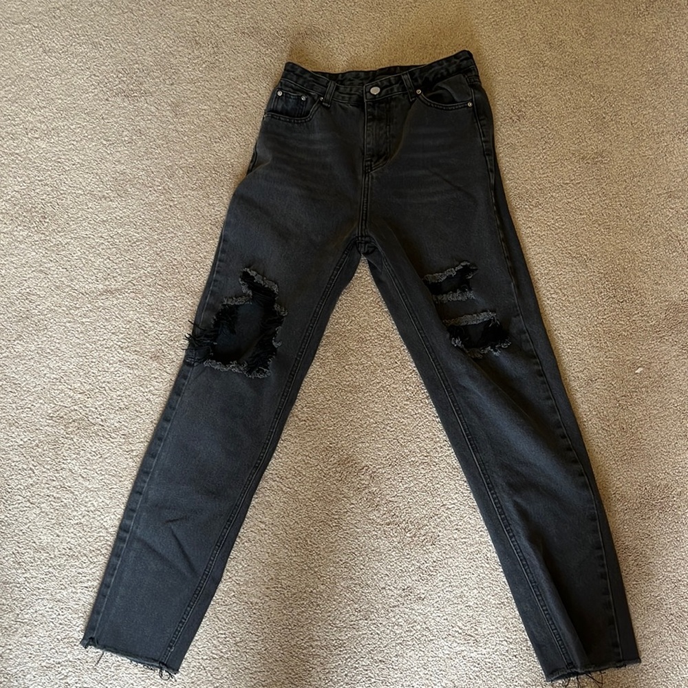Black Ripped Mom Jeans